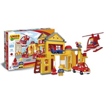 Unico Plus brandweerkazerne - 96 delig - 8558, Verzenden, Nieuw