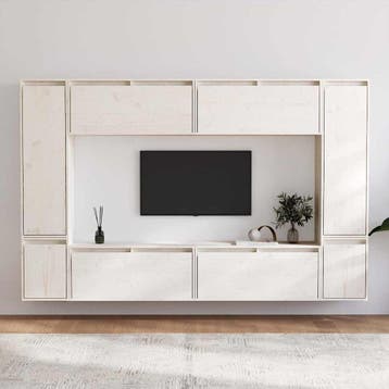 vidaXL Tv-meubelen 8 st massief grenenhout wit, Minder dan 50 cm, Verzenden, Nieuw, Minder dan 100 cm