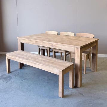 Uitschuifbare eettafel teakhout -  180 cm - 250 cm, Huis en Inrichting, Ophalen of Verzenden, Nieuw