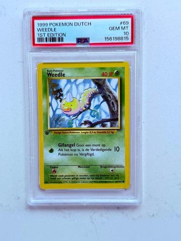 Pokémon - 1 Graded card - Weedle 69 First edition - PSA 10 -, Nieuw