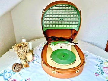 Philips - NG 1361 / 4-Speed Portable Tube/Valve Gramophone, Nieuw