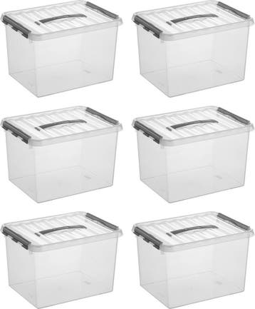 Sunware Q-line Opbergbox Transparant/Grijs 22 liter Set van, Ophalen of Verzenden, Nieuw