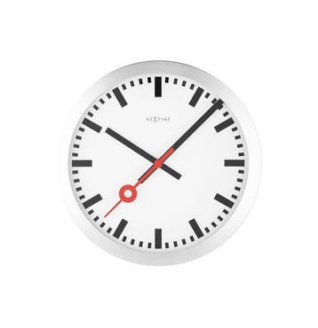 Wandklok Station - 19 Cm, Geborsteld Aluminium, Nieuw