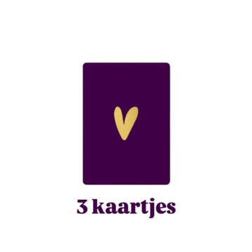 3 kleine kaartjes - paars hartje goudfolie, Ophalen of Verzenden, Nieuw