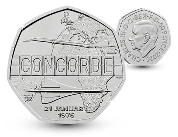 Officiële 50 pence munt 50 jaar Concorde UK 2026, Verzenden