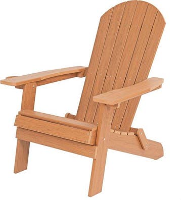 2dekans | AXI Claire Adirondack Stoel Bruin – Kunststof, Tuin en Terras, Ophalen of Verzenden, Zo goed als nieuw