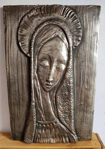 Barj Buzzoni - Reliëf, Madonna in preghiera - 42 cm -, Antiek en Kunst