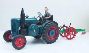 Kovap - Opwindbare blik Lanz Bulldog 4016 tractor en ploeg -