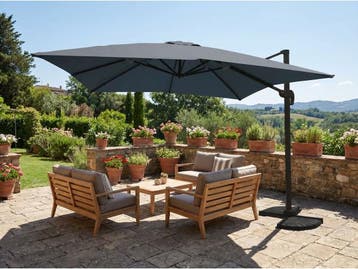 Veiling - Hangende parasol donkergrijs 300x300cm, Nieuw