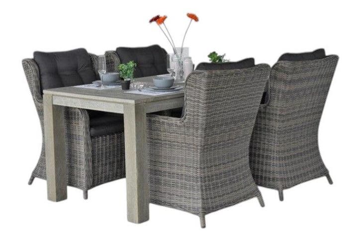 Cancun-Delano Tuinset 4 Personen - Acacia / Kobo Grey, Tuin en Terras, Tuinsets en Loungesets, Nieuw, Verzenden
