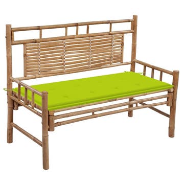 vidaXL Tuinbank met kussen 120 cm bamboe, Tuin en Terras, Tuinbanken, Verzenden, Nieuw, Hout