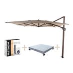 Hacienda zweefparasol 300x400 cm wenge frame beach met, Tuin en Terras, Parasols, Ophalen of Verzenden, Nieuw