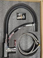 Keukenkraan 40 x 25 cm chroom met zwart rubberen uitloop en, Doe-het-zelf en Verbouw, Ophalen of Verzenden, Nieuw, Chroom, Kraan