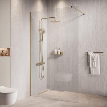 Douchewand Florida 100 x 200 cm Goud – Inloopdouche 8 mm, Doe-het-zelf en Verbouw, Sanitair, Verzenden, Nieuw, Douche