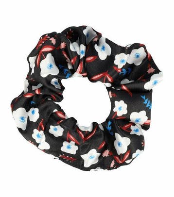 Haarelastiek Scrunchie – Bloemenprint – Satijnlook – Wit, Nieuw