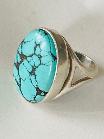 Zilver, 925 - Ring - natuurlijke turkoois