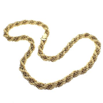 Gouden gedraaide mesh schakelcollier (Ketting), Ophalen of Verzenden, Gebruikt, Goud, Goud