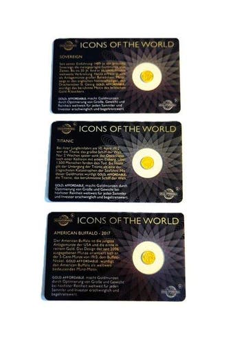 Rwanda. Set of 3 x 10 Francs 2015–2018 - Gold Coins(0.9999)