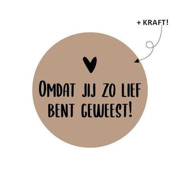10 x Wensetiket rond 40mm kraft - Omdat jij zo lief bent..., Ophalen of Verzenden, Nieuw