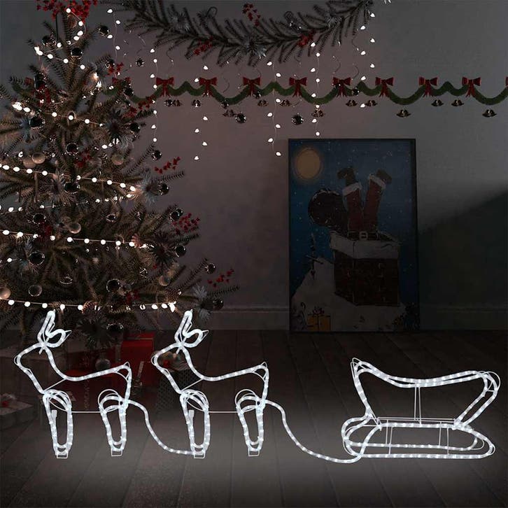 vidaXL Buitenkerstversiering rendier en slee 576 LEDs, Diversen, Kerst, Nieuw, Verzenden