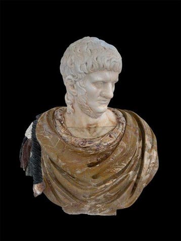 Buste, policromo in marmo raffigurante Nerone - 64 cm -, Antiek en Kunst