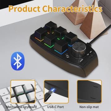 Compact 6-Key Macro Mini Toetsenbord met Draaiknop - USB & B, Verzenden, Nieuw