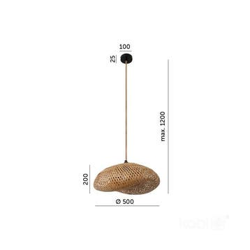BOHO hanglamp Brugia M Ø50cm Donker Bamboe - E27 fitting..., Ophalen of Verzenden, Nieuw
