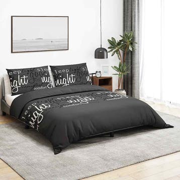 vidaXL Dekbedovertrekset 140x200 cm katoen zwart en wit, Verzenden, Nieuw, Zwart