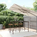 vidaXL Bartafel met glazen blad 180x70x110 cm poly rattan, Tuin en Terras, Tuintafels, Verzenden, Nieuw