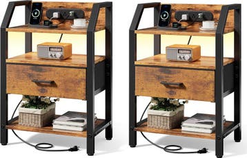 Nachtkastje set van 2 - Bijzettafel - Opbergkastje - 46x29x6, Huis en Inrichting, Verzenden, Zo goed als nieuw