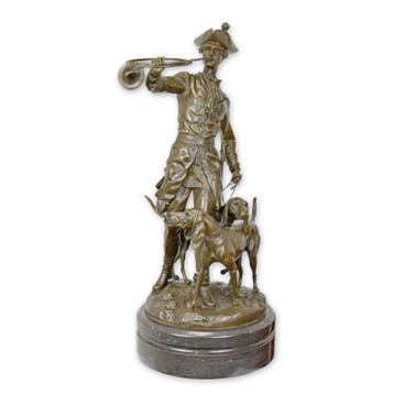 BRONZEN GROEP VAN LOUIS XV MET JACHTHONDEN (Interieur), Verzenden, Nieuw