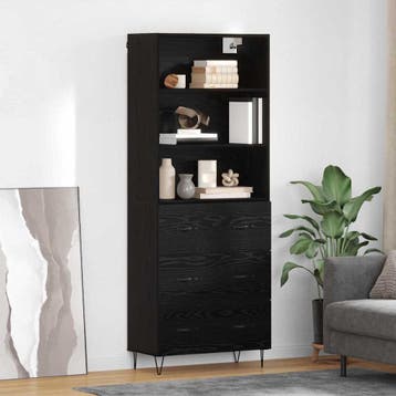 vidaXL buffetkast 2 st Zwart Eiken 69,5 x 34 x 180 cm, Minder dan 50 cm, Verzenden, Nieuw, Minder dan 100 cm