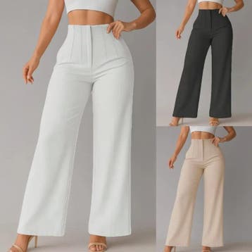 Elegante Dames Pantalon met Hoge Taille en Wijde Pijpen - Pe, Verzenden, Nieuw