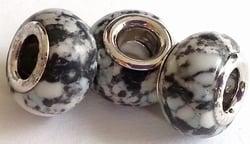 Per stuk European-style Halfedelsteen Zwart/wit/blauw 14 mm, Ophalen of Verzenden, Nieuw, Kraal