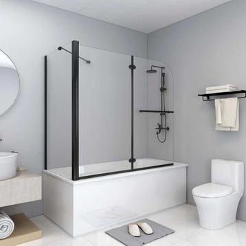 vidaXL Douche klapwand 120x68x130 cm ESG zwart, Verzenden, Nieuw