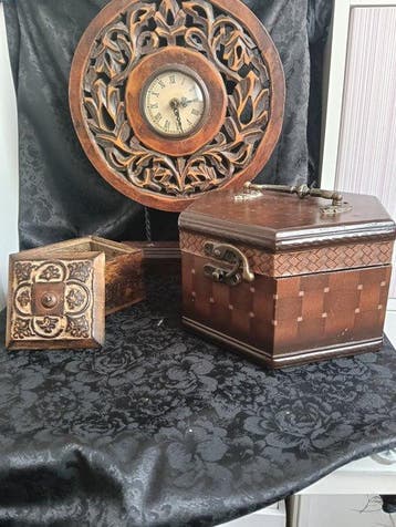 Doos (3) - Hout, IJzer, Fluweel - Vintage Collectie: Carve