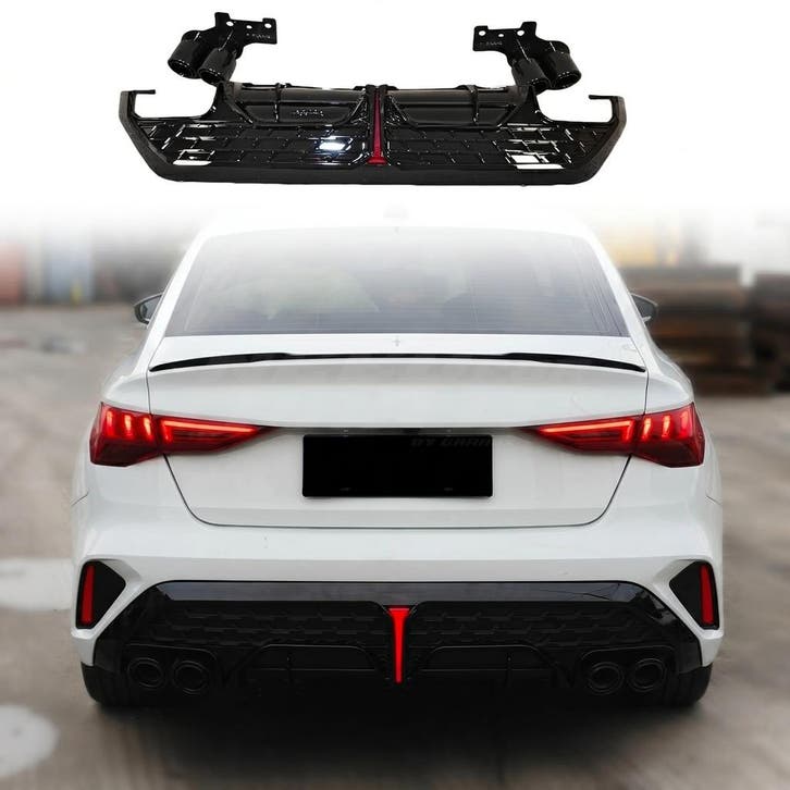 LED Diffuser With Black Exhaust Tips Voor Audi A3 S Line/S3, Auto-onderdelen, Carrosserie en Plaatwerk, Ophalen of Verzenden