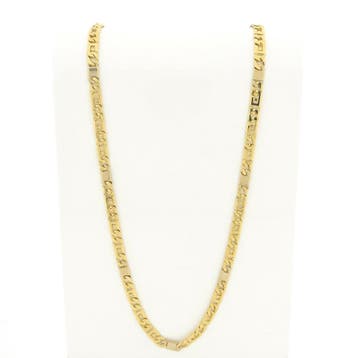Bicolor gouden marineschakel ketting, Ophalen of Verzenden, Gebruikt, Overige kleuren, Goud