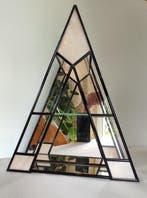 Vitrine murale triangulaire vintage – Étagère miroir et