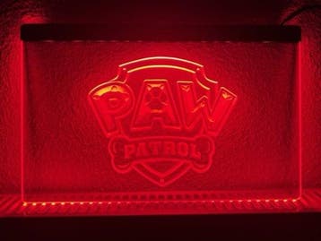 Paw patrol pawpatrol neon bord lamp LED verlichting *ROOD*, Verzamelen, Merken en Reclamevoorwerpen, Verzenden, Nieuw