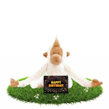 Verjaardag knuffel aapje - pluche - 23 cm - cadeau, Verzenden, Nieuw
