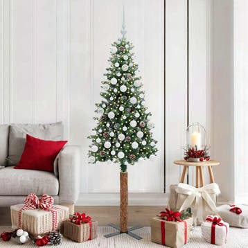 vidaXL Slanke Kerstboom Groen 180 cm PVC en massief, Diversen, Verzenden, Nieuw