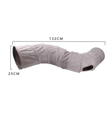 Grijze 3-Weg Kattentunnel | Nieuw en Wasbaar | 132cm lang, Verzenden, Nieuw, Speeltunnel