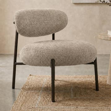 *WOONWINKEL* Zandkleur Fauteuil Met Ronde Zitting, Verzenden, Nieuw, Stof