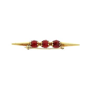Vintage gouden broche met carneool, Gebruikt, Ophalen of Verzenden, Met edelsteen, Goud