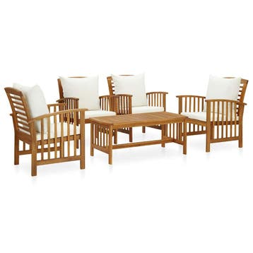 vidaXL 5-delige Loungeset met kussens massief acaciahout, Verzenden, Nieuw, Hout, Loungeset