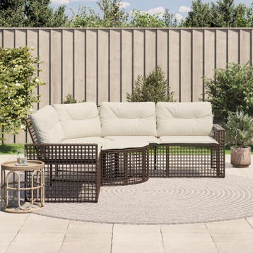 vidaXL Tuinbank met kussens en voetensteun L-vormig poly, Verzenden, Nieuw