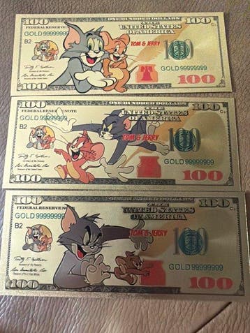 Verenigde Staten. 100 Dollars Tom und Jerry 3 pcs Banknoten