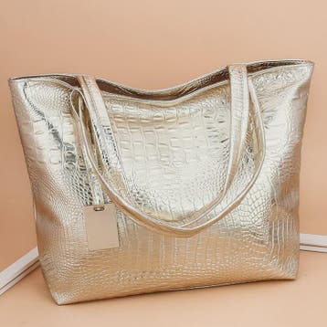 Luxe Dames Handtas Schoudertas Croco Print PU Leer Groot For