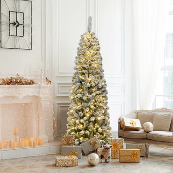 2dekans | Coast Besneeuwde Slim Kunstkerstboom met LED, Ophalen of Verzenden, Zo goed als nieuw